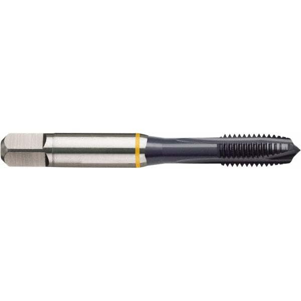 Spiral Point Tap: 1/4-20 UNC, 3 Flutes, Plug Chamfer, 2B/3B Class of Fit, HSS-E Cobalt, Ignator Coated