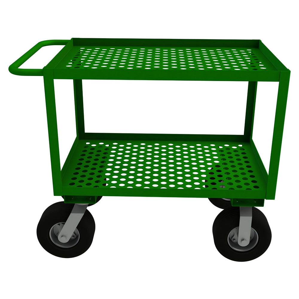 Garden Utility Cart: 42-1/4" Long, 24" Wide, Steel, 1000 lb Capacity, Green