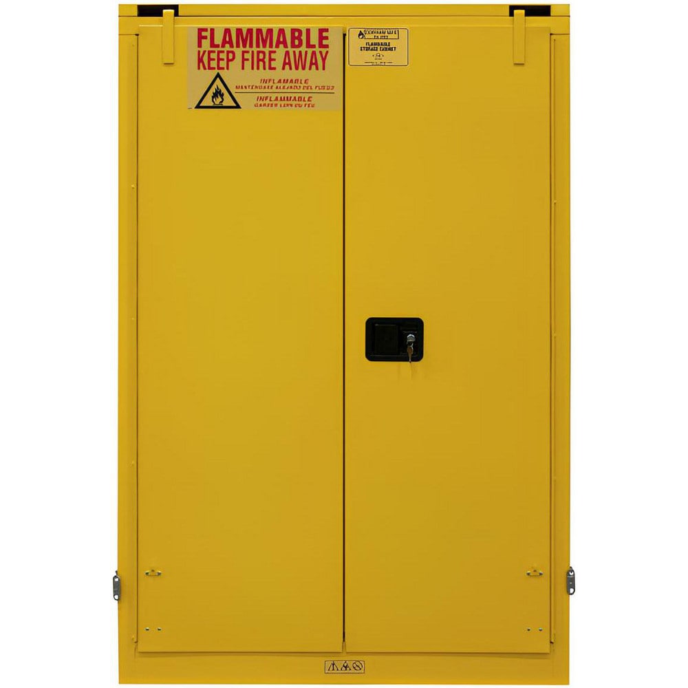 Flammable & Hazardous Storage Cabinets:  45.000 gal Drum, 2.000 Door,  2 Shelf,  Self Closing,  Safety Yellow