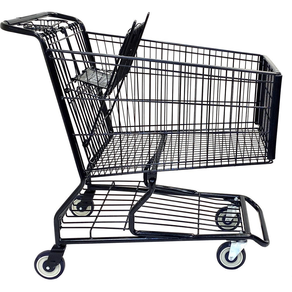 Shopping Cart Utility Cart: 40-39/50" Long, 25-7/64" Wide, Metal, 318.000 lb Capacity, Black