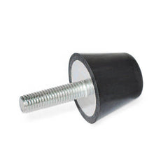 Vibration Isolators; Isolator Type: Plate/Stud; Insert Material: Zinc-Plated Steel; Isolator Material: Perbunan (NBR); Maximum Load Capacity: 430.00 N; Top Diameter: 25.00; Bottom Diameter: 17; Thread Size: 1/4-20; Overall Width: 25 mm