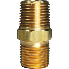 Brass & Chrome Pipe Fittings; Fitting Type: Male Hex Nipple; Fitting Size: 1/4; End Connections: MNPT; Material Grade: CA360; Connection Type: Threaded; Pressure Rating (psi): 1000; Fitting Shape: Straight; Thread Standard: NPTF