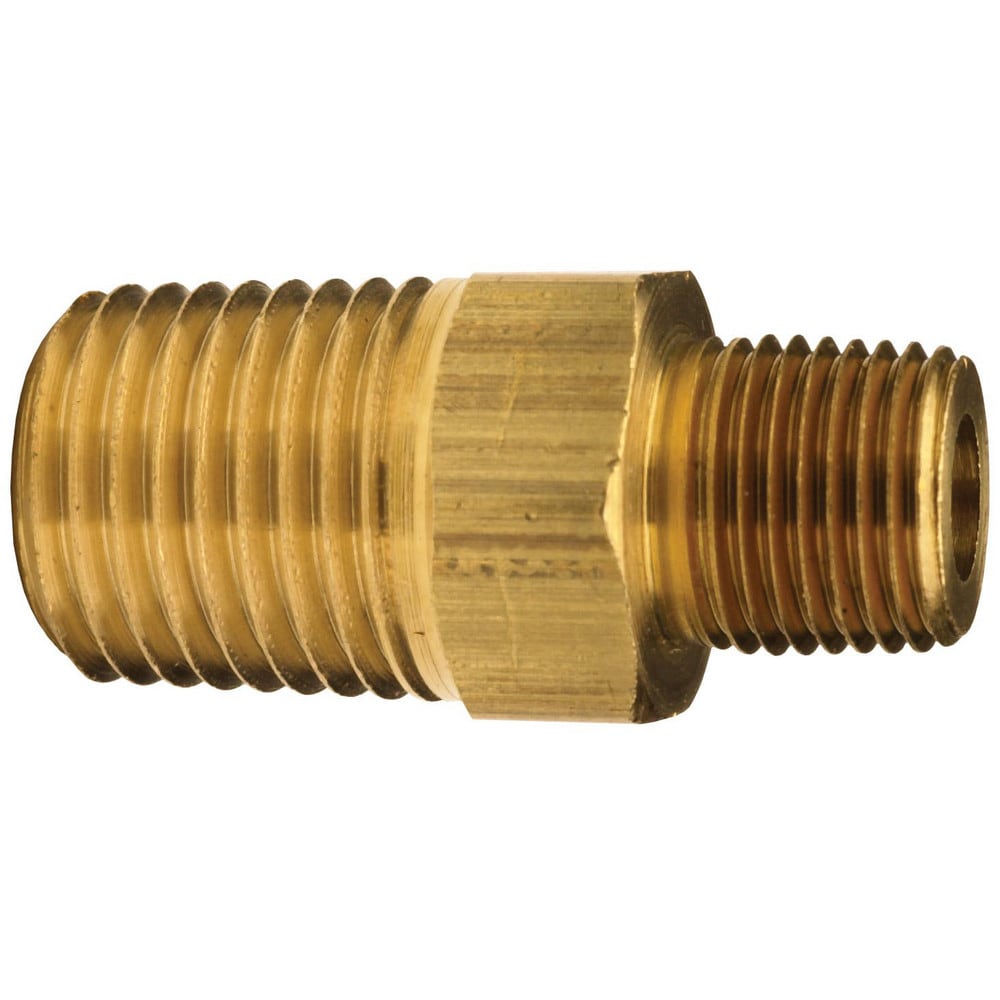 Brass & Chrome Pipe Fittings; Fitting Type: Adapter Female to Male Reducer; Fitting Size: 3/4 x 1/2; End Connections: MNPT; Material Grade: CA360; Connection Type: Threaded; Pressure Rating (psi): 1000; Fitting Shape: Straight; Thread Standard: NPTF