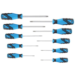 Torx Driver Sets; Torx Size: T30, T40, T10, T7, T20, T8, T9, T25, T27, T15; Container Type: Cardboard Box; Handle Type: Ergonomic; Handle Color: Blue, Black