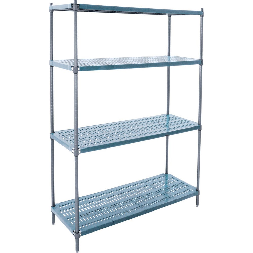 Plastic Shelving; Shelving Type: Free Standing; Shelf Style: Ventilated; Shelf Type: Adjustable; Shelf Capacity: 800; Overall Height: 74 in; Overall Width: 36; Overall Depth: 18 in; Color: Blue