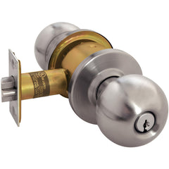 Knob Locksets; Type: Entrance; Key Type: Keyed Different; Material: Metal; Finish/Coating: Satin Stainless Steel; Compatible Door Thickness: 1-3/8" to 1-3/4"; Backset: 2.375; Lockset Grade: Grade 2