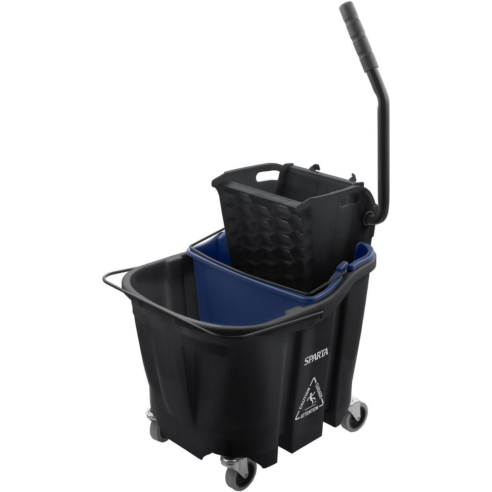 Mop Buckets & Wringers; Connection Type: None; Mop Capacity: 35; Handle Material: Ergonomic Dual Component; Color: Black; Features: Color-Coded Design, Anti-Splash Technology, Mop Bucket Combo