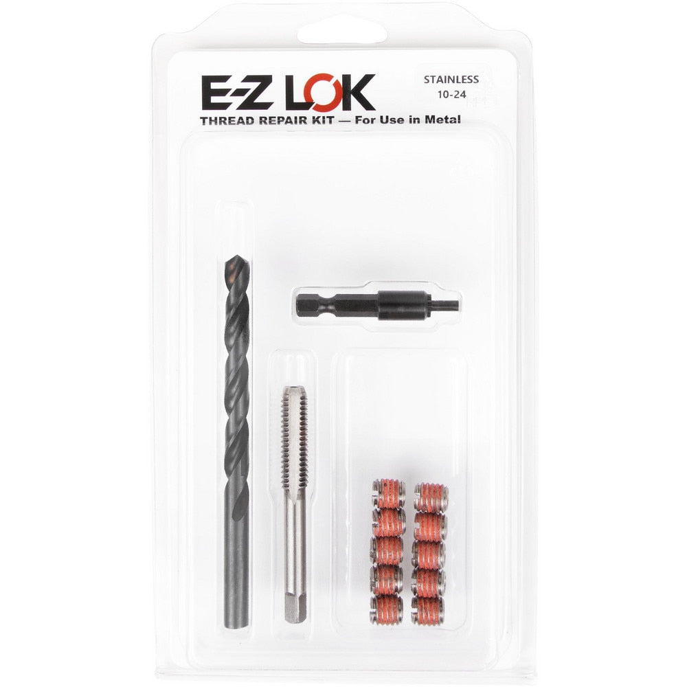 Thread Repair Kits; Kit Type: Thread Repair; Insert Thread Size (Inch): #10-24; Includes Drill: Yes; Includes Tap: Yes; Includes Installation Tool: Yes; Includes Tang Removal Tool: No