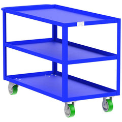 Shelf Utility Cart: 53" Long, 24" Wide, Steel, 2000 lb Capacity, Blue