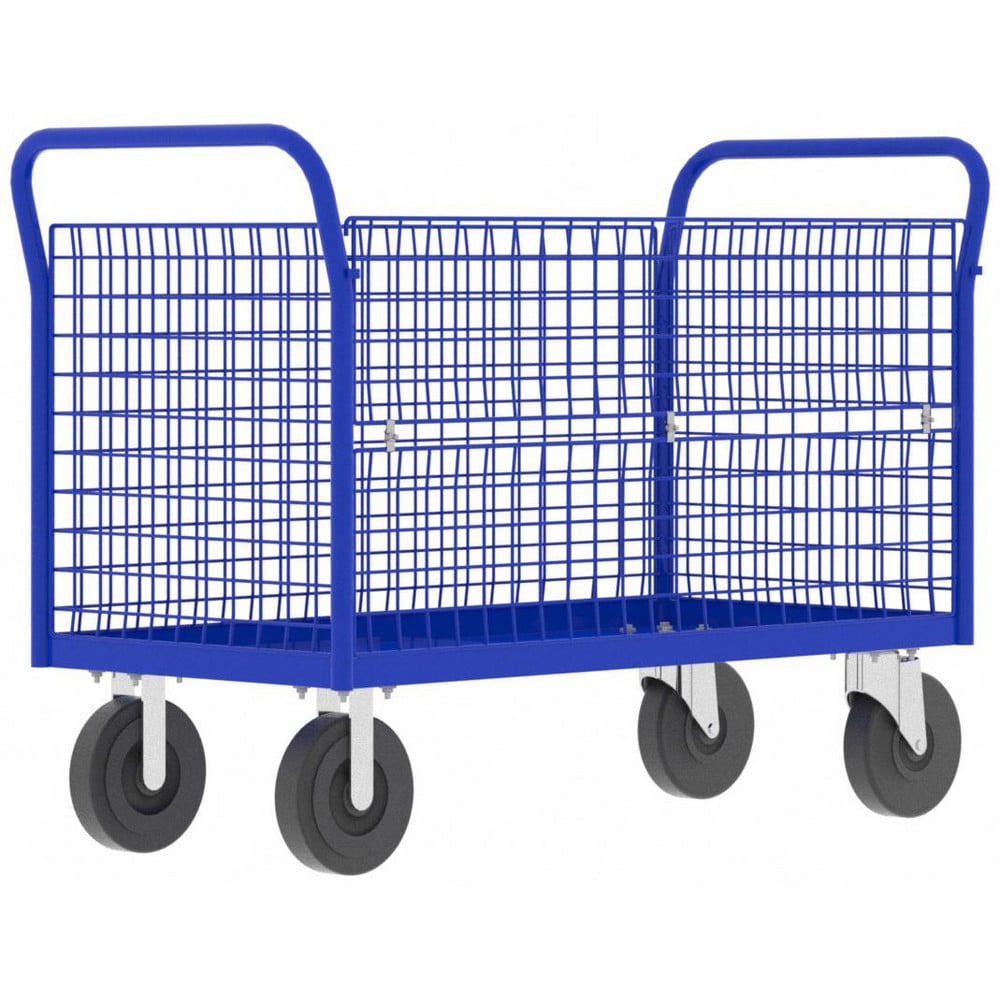 Cage Utility Cart: 52" Long, 24" Wide, Steel, 2000 lb Capacity, Blue