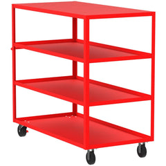 Shelf Utility Cart: 65" Long, 30" Wide, Steel, 3600 lb Capacity, Red