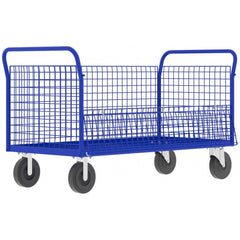 Cage Utility Cart: 64" Long, 30" Wide, Steel, 2000 lb Capacity, Blue