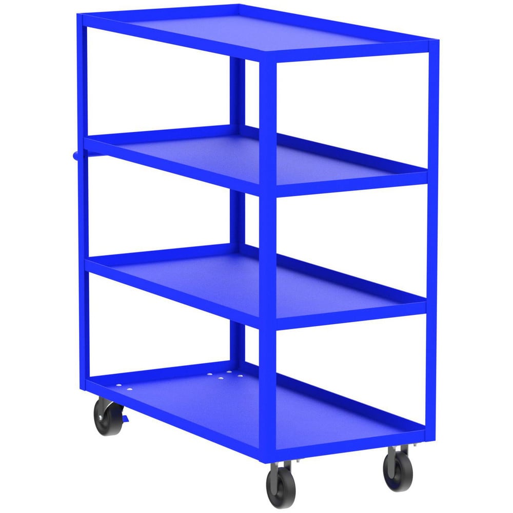 Shelf Utility Cart: 53" Long, 24" Wide, Steel, 3600 lb Capacity, Blue