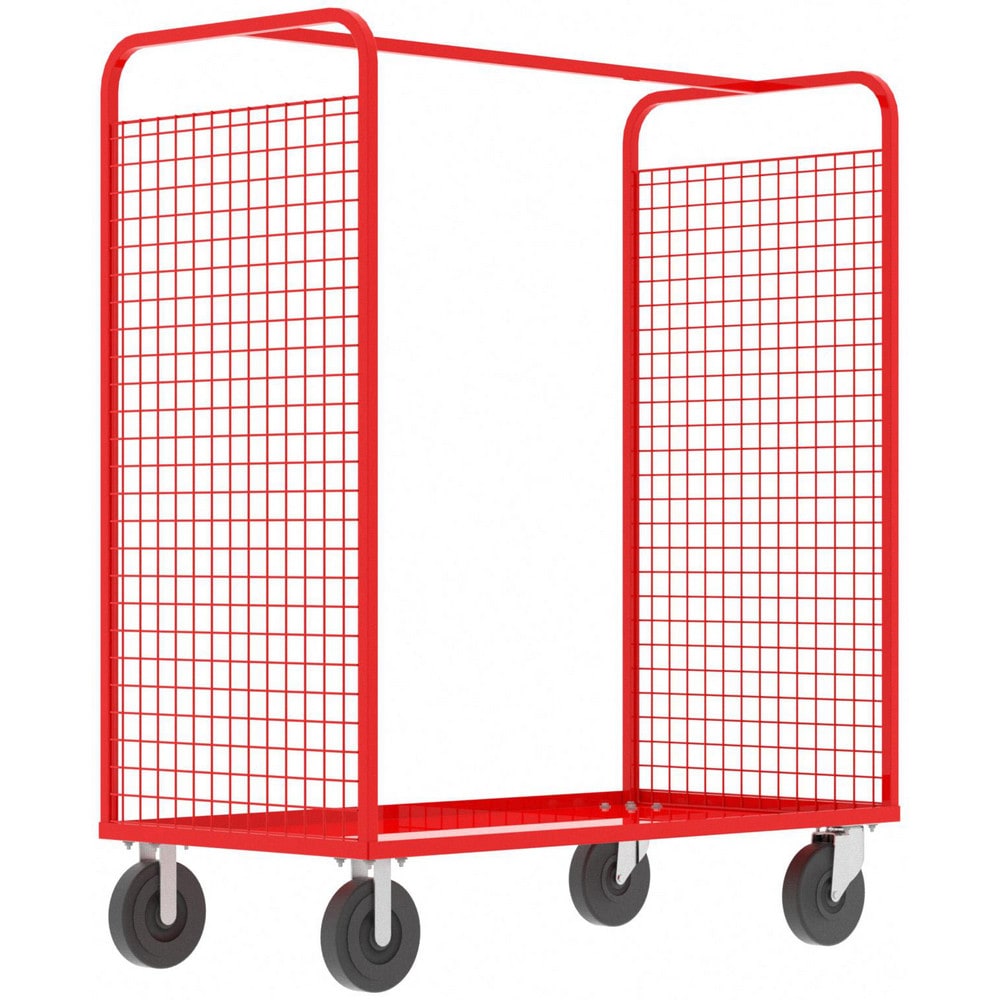 Cage Utility Cart: 57" Long, 30" Wide, Steel, 1600 lb Capacity, Red