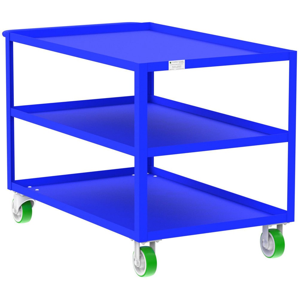 Shelf Utility Cart: 53" Long, 30" Wide, Steel, 2000 lb Capacity, Blue