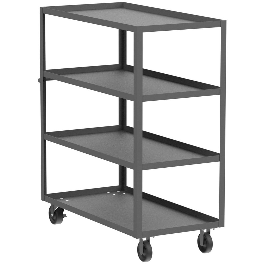 Shelf Utility Cart: 53" Long, 24" Wide, Steel, 3600 lb Capacity, Gray