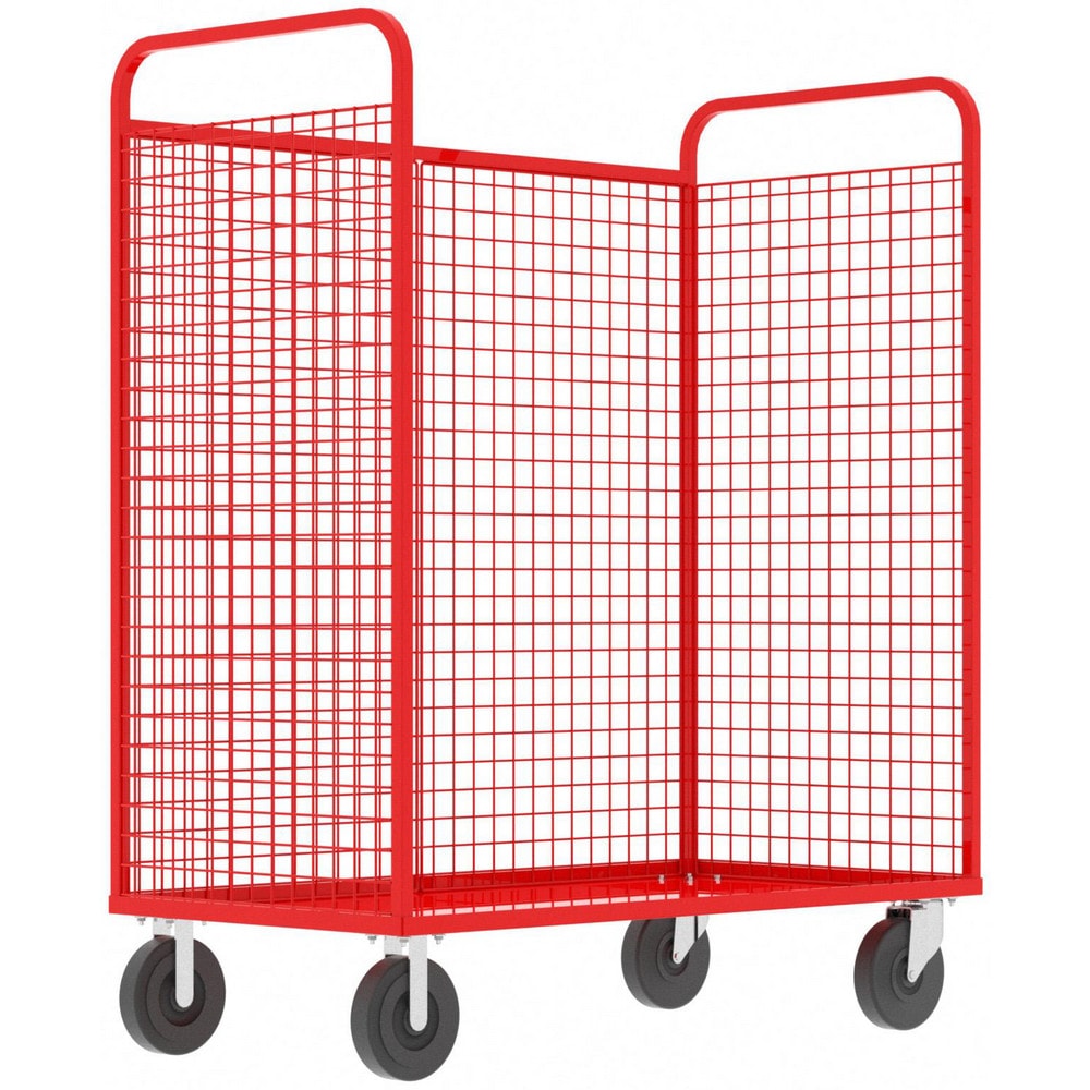 Cage Utility Cart: 57" Long, 30" Wide, Steel, 1600 lb Capacity, Red