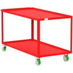 Shelf Utility Cart: 65" Long, 30" Wide, Steel, 2000 lb Capacity, Red