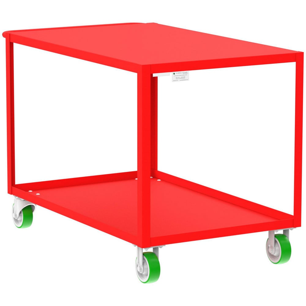 Shelf Utility Cart: 53" Long, 30" Wide, Steel, 2000 lb Capacity, Red