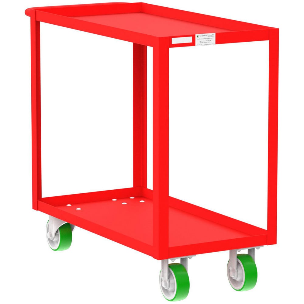 Shelf Utility Cart: 41" Long, 18" Wide, Steel, 2000 lb Capacity, Red