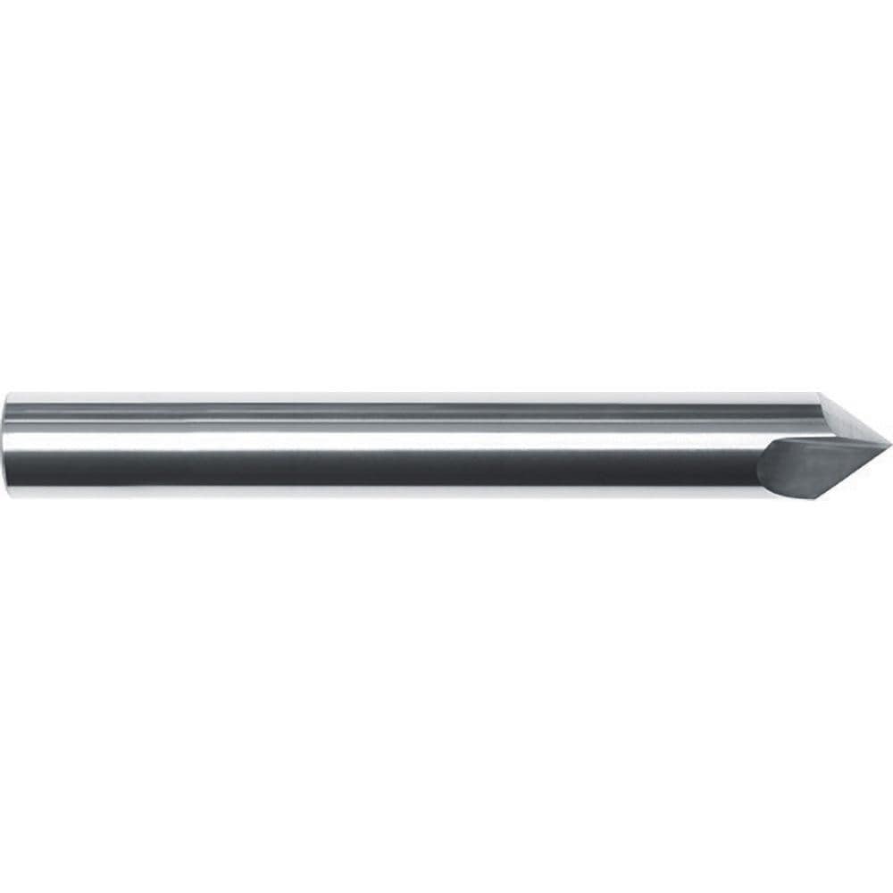 Chamfer Mill: 1/4" Dia, 1/4" Shank Dia, 60.00 deg, 2 Flute, Solid Carbide, Single End