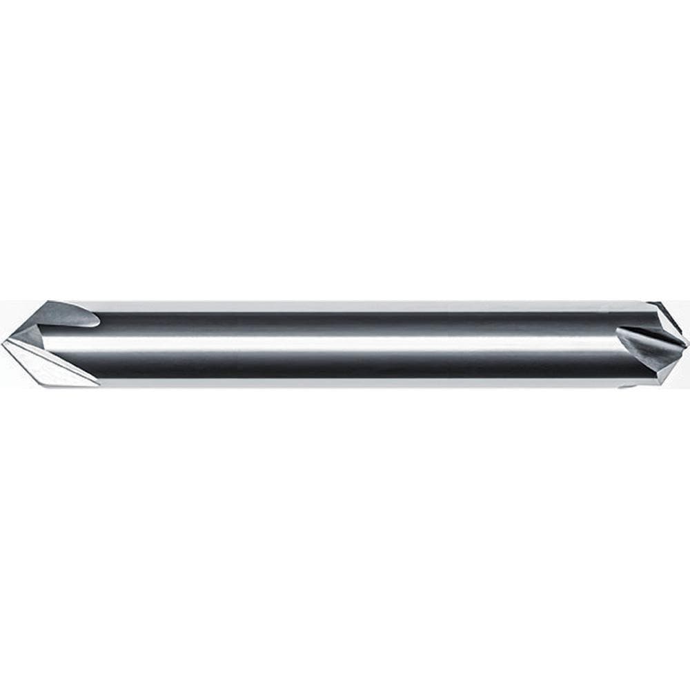 Chamfer Mill: 3/16" Dia, 3/16" Shank Dia, 90.00 deg, 4 Flute, Solid Carbide, Double End