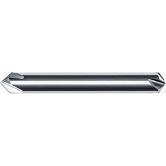 Chamfer Mill: 1/4" Dia, 1/4" Shank Dia, 90.00 deg, 4 Flute, Solid Carbide, Double End