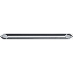 Chamfer Mill: 1/4" Dia, 1/4" Shank Dia, 120.00 deg, 2 Flute, Solid Carbide, Double End