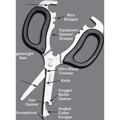 Scissors, Forceps & Tweezers; Product Type: Scissor; Overall Length: 8.00 in; Blade Material: Stainless Steel; Handle Material: Plastic; Tip Shape: Blunt, Pointed, Straight; Blade Style: Straight; Disposable: No; Color: Black