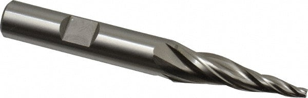 Tapered End Mill: 7 deg Angle per Side, 3/32" Small Dia, 1-1/4" LOC, 3 Flute, Cobalt, Square End