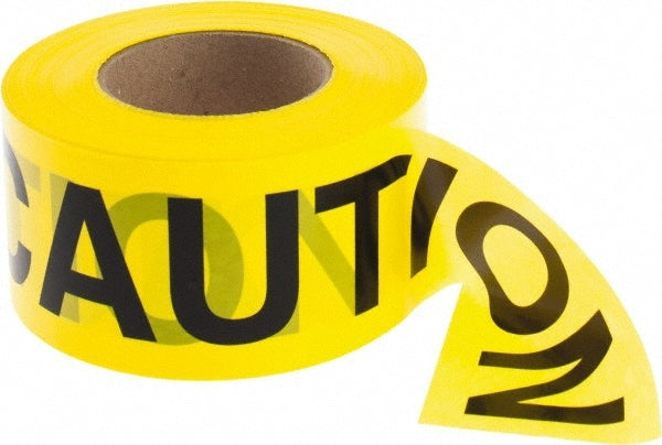 Barricade Tape: Yellow,  Message:" Caution Caution", 3.0000" Width, 1000.00' Length