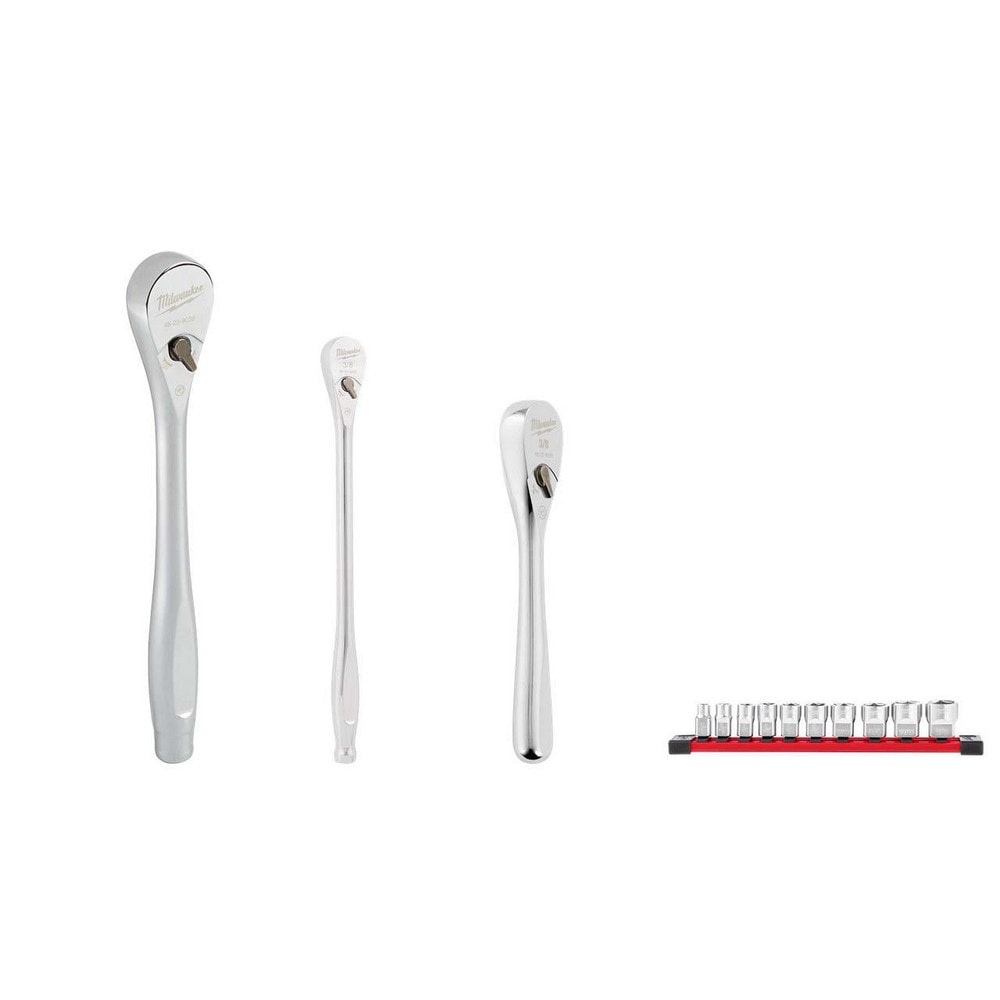 Ratchets; Drive Size: 3/8; Head Shape: Slim Line, Pear; Head Features: 4 Deg Arc Swing; Material: Alloy Steel, Steel; Overall Length (Inch): 8-1/2