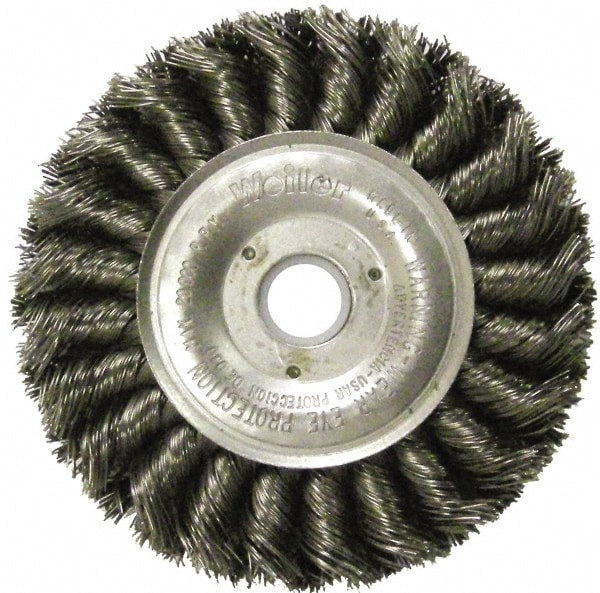 Wheel Brush: 6" Wheel Dia, 1/2" Face Width, 0.0118" Wire Dia,  Knotted