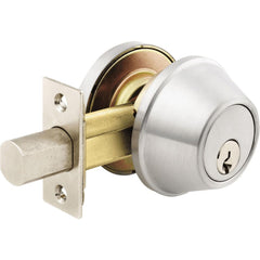 Deadbolts; Deadbolt Type: Deadbolt; Lock Type: Single Cylinder; Key Type: Schlage C; Mount Type: Through Hole; Material: Metal; Minimum Door Thickness: 1.375 in; Maximum Door Thickness: 1.75; Finish: Satin Chrome