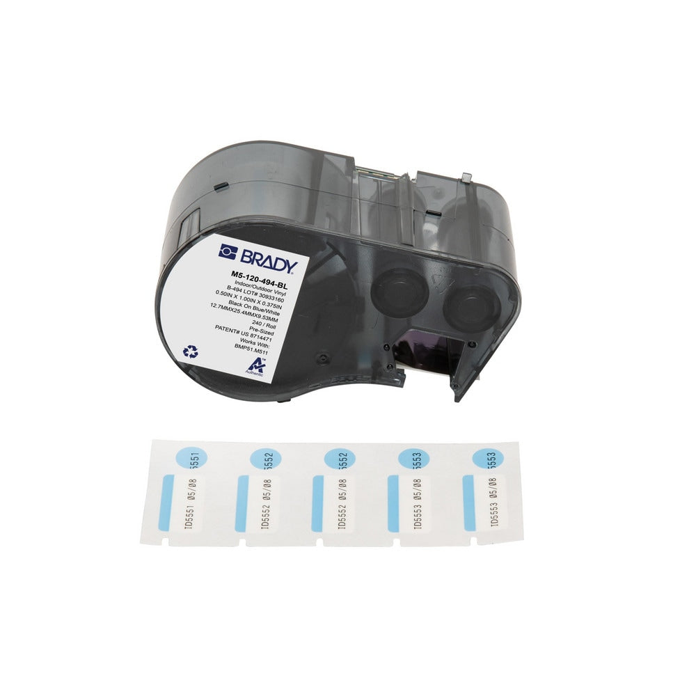 Labels, Ribbons & Tapes; Application: Label Printer Cartridge; Type: Label Printer Cartridge; Color Family: Blue; Color: Black on Blue, White