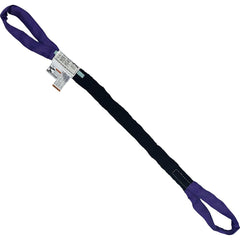 Eye & Eye Round Sling: 3' Long, 2600 lb Vertical Capacity, 2100 lb Choker Capacity