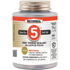 Threaded Pipe Sealants; Form: Paste; Container Size: 1/2 pt; Container Type: Can; Color: Yellow; Viscosity: 40000 cp; Application: Threaded Galvanized Steel, Iron, Brass, Copper, Aluminum, Stainless Steel, Polyethylene, Reinforced Fiberglass