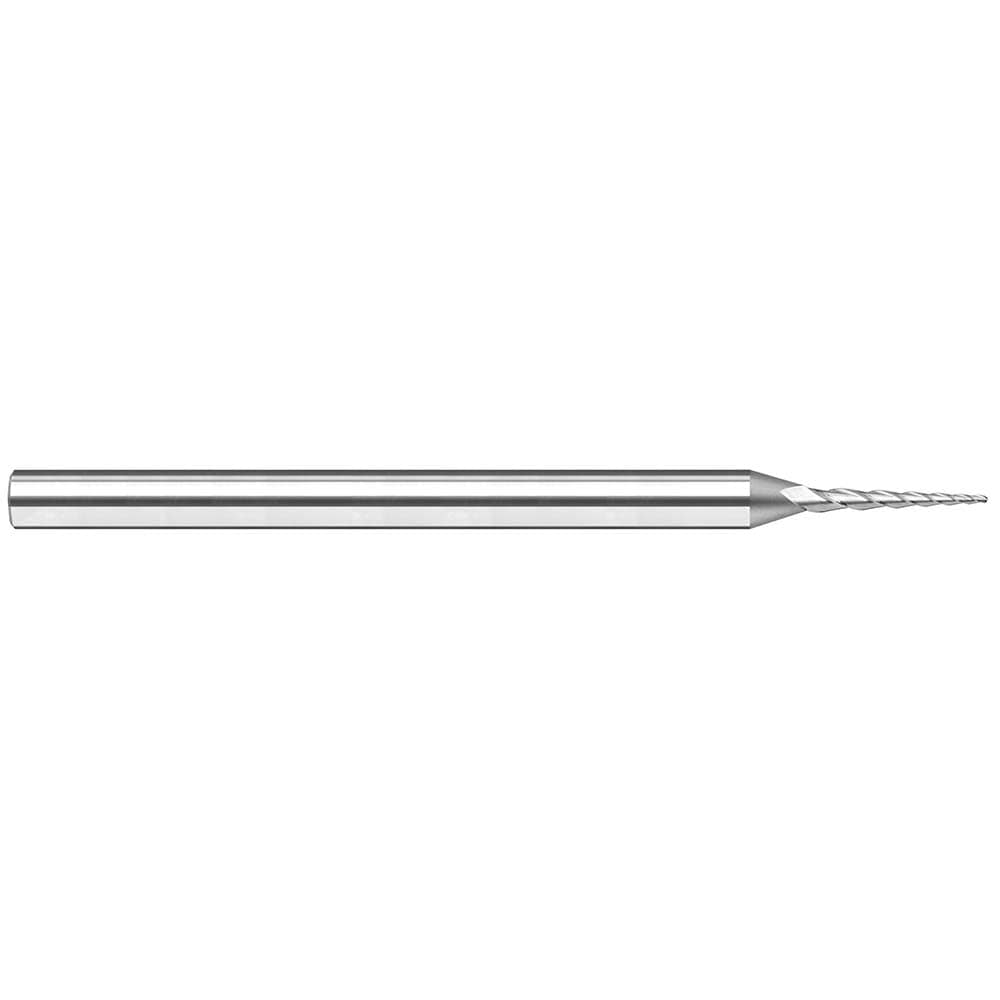 Tapered End Mill: 5 deg Angle per Side, 0.0600" Small Dia, 0.4800" LOC, 3 Flute, Tapered End