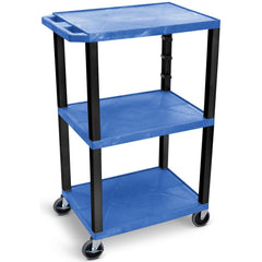 Utility Utility Cart: 18" Long, 24" Wide, Recycled Molded Plastic, 300 lb Capacity, Blue