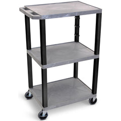 Utility Utility Cart: 18" Long, 24" Wide, Recycled Molded Plastic, 300 lb Capacity, Gray