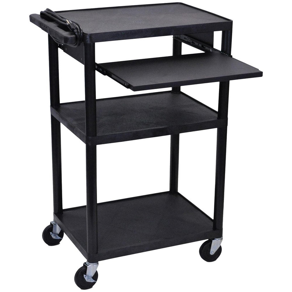 Utility Utility Cart: 18" Long, 24" Wide, Recycled Molded Plastic, 300 lb Capacity, Black