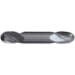 Ball End Mill: 3/8" Dia, 3/4" LOC, 4 Flute, High Speed Steel