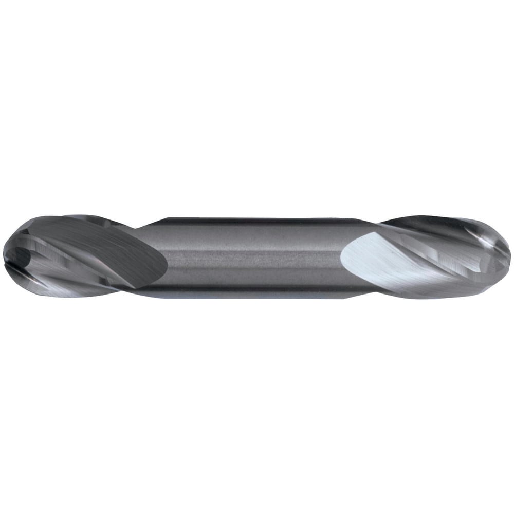 Ball End Mill: 1/4" Dia, 5/8" LOC, 4 Flute, High Speed Steel