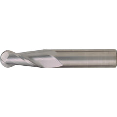 Ball End Mill: 3/8" Dia, 1-3/4" LOC, 2 Flute, High Speed Steel