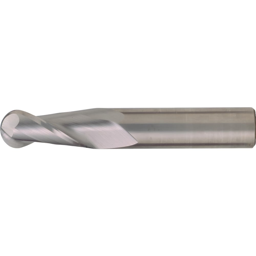 Ball End Mill: 5/8" Dia, 1-1/4" LOC, 2 Flute, High Speed Steel