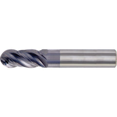 Ball End Mill: 5/8" Dia, 1-1/4" LOC, 4 Flute, High Speed Steel