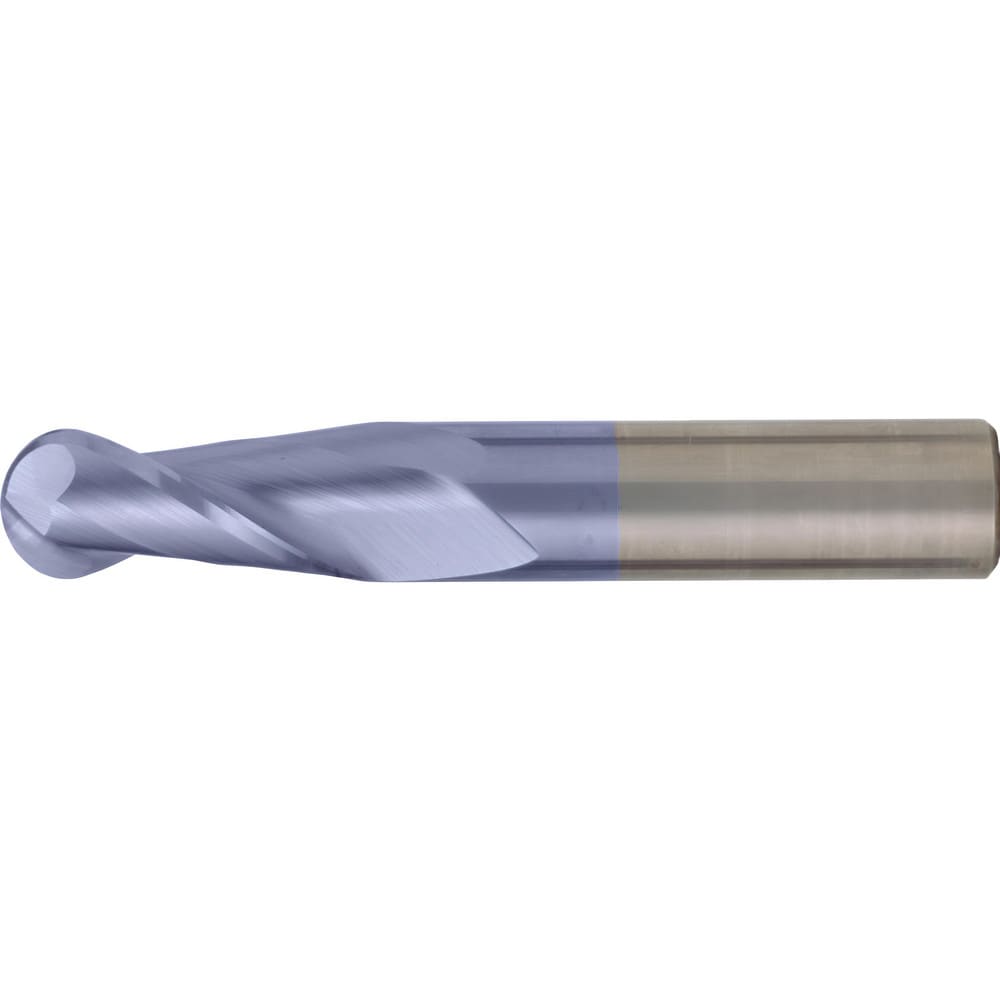 Ball End Mill: 7/8" Dia, 3" LOC, 2 Flute, High Speed Steel