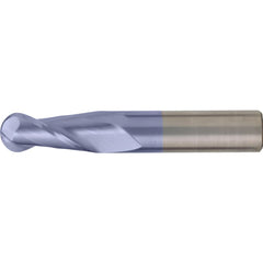 Ball End Mill: 9/32" Dia, 7/8" LOC, 2 Flute, High Speed Steel