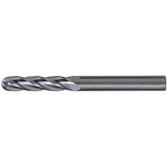 Ball End Mill: 5/8" Dia, 3" LOC, 4 Flute, Solid Carbide