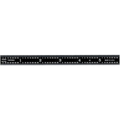 Steel Rules; Material: Steel; Length (Inch): 6; Graduation (Inch): 1/16, 1/64, 1/8, 1/32; Tip Style: Flat; Color: Black; Flexibility: Flexible